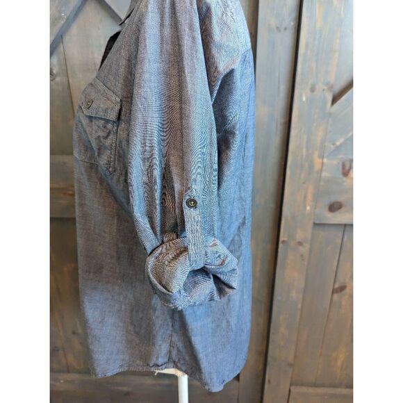 Banana Republic Button-Down Shirt Blouse Women's Medium Gray Soft Wash Cotton - Picture 2 of 6